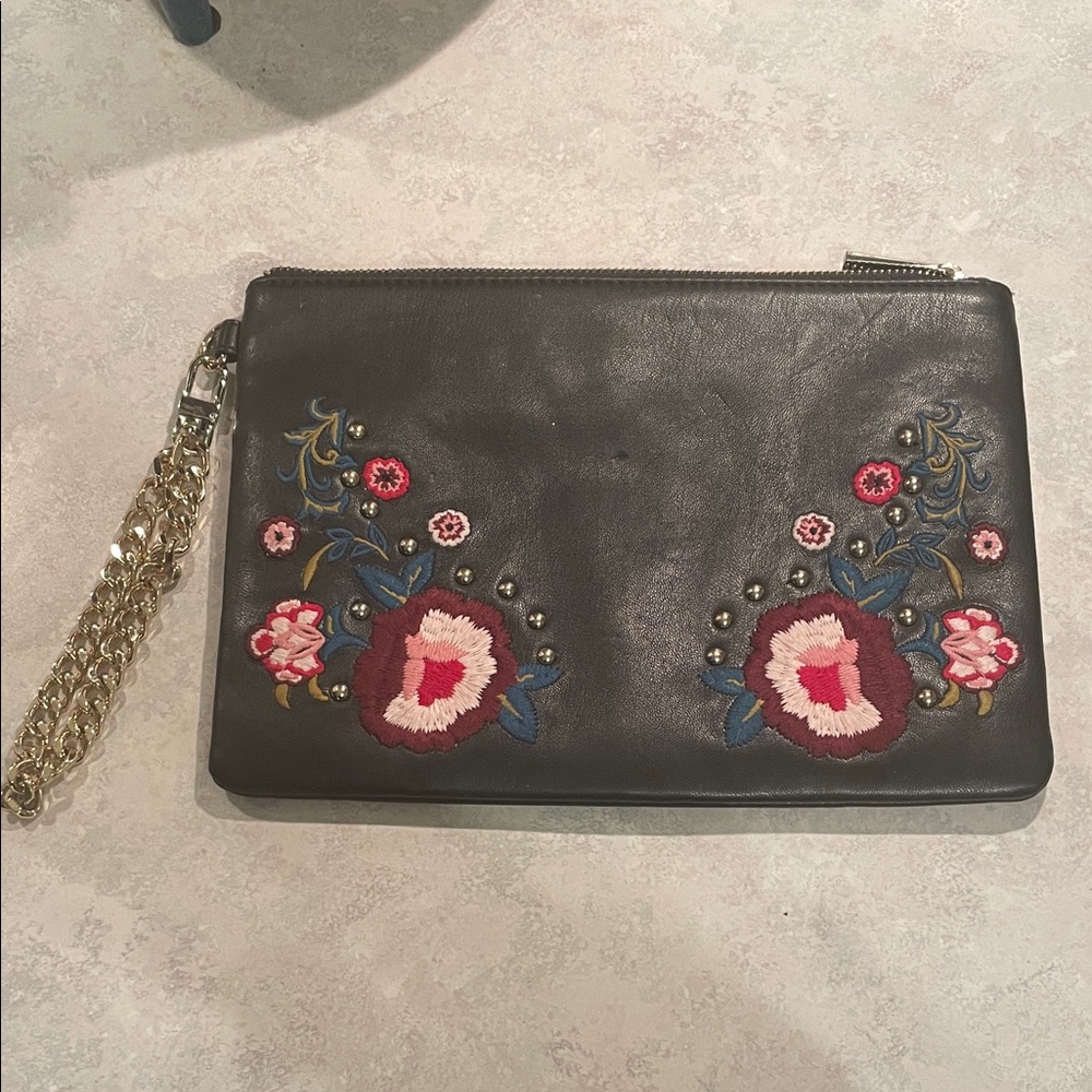 Express Floral Embroidered & Studded Clutch